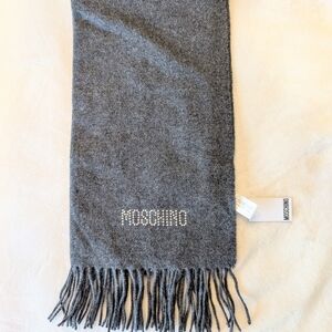 Designer-Inspired Lambswool Scarf | Rhinestone Logo | 100% Lambswool Winter Wrap